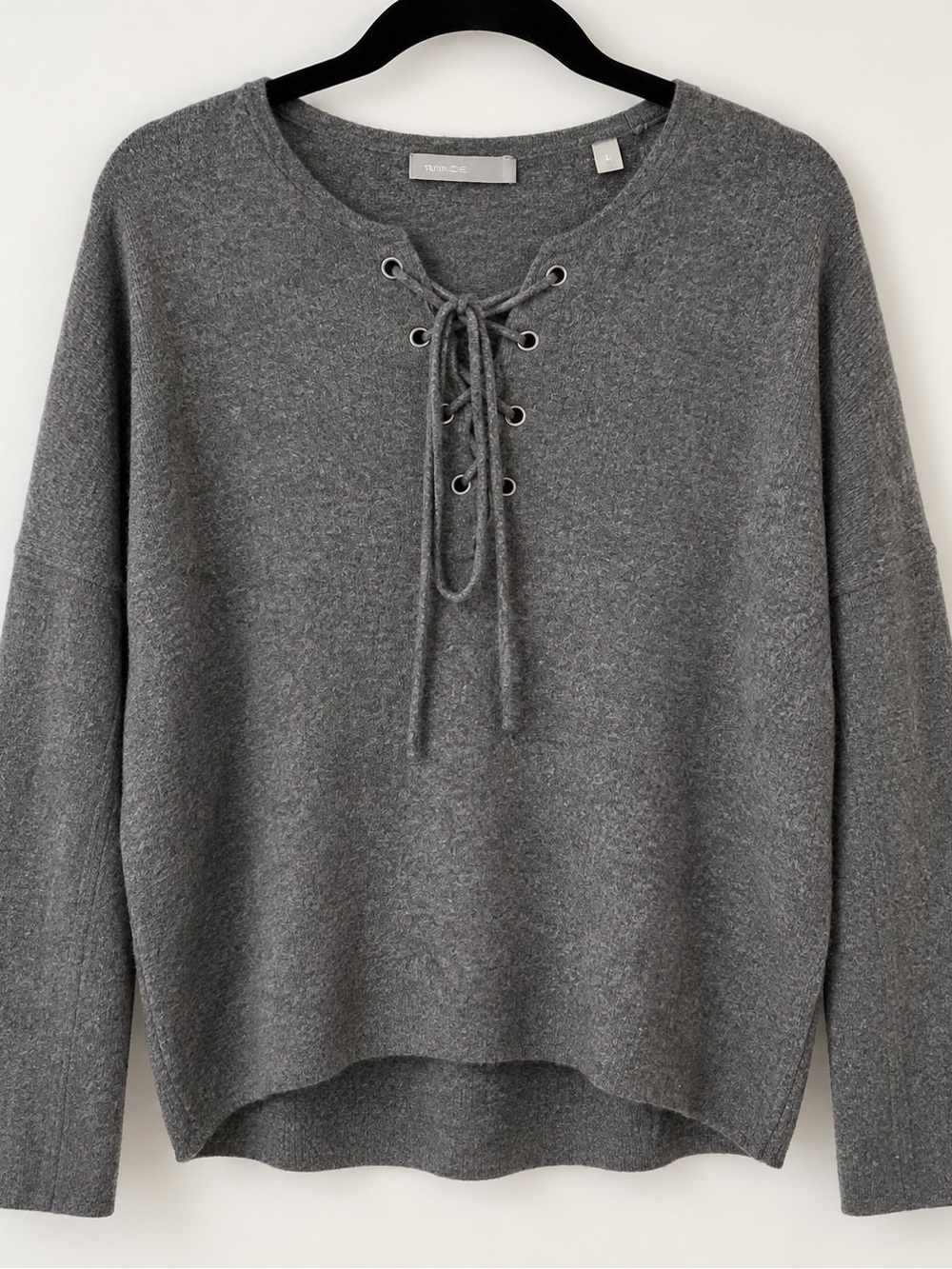 Vince Gray Lace Up V Neck Oversized Sweater Size S